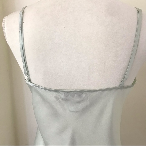 Slip Dress in Mint - Flowy like Satin - with Sheer Neckline Feature M - Picture 8 of 15